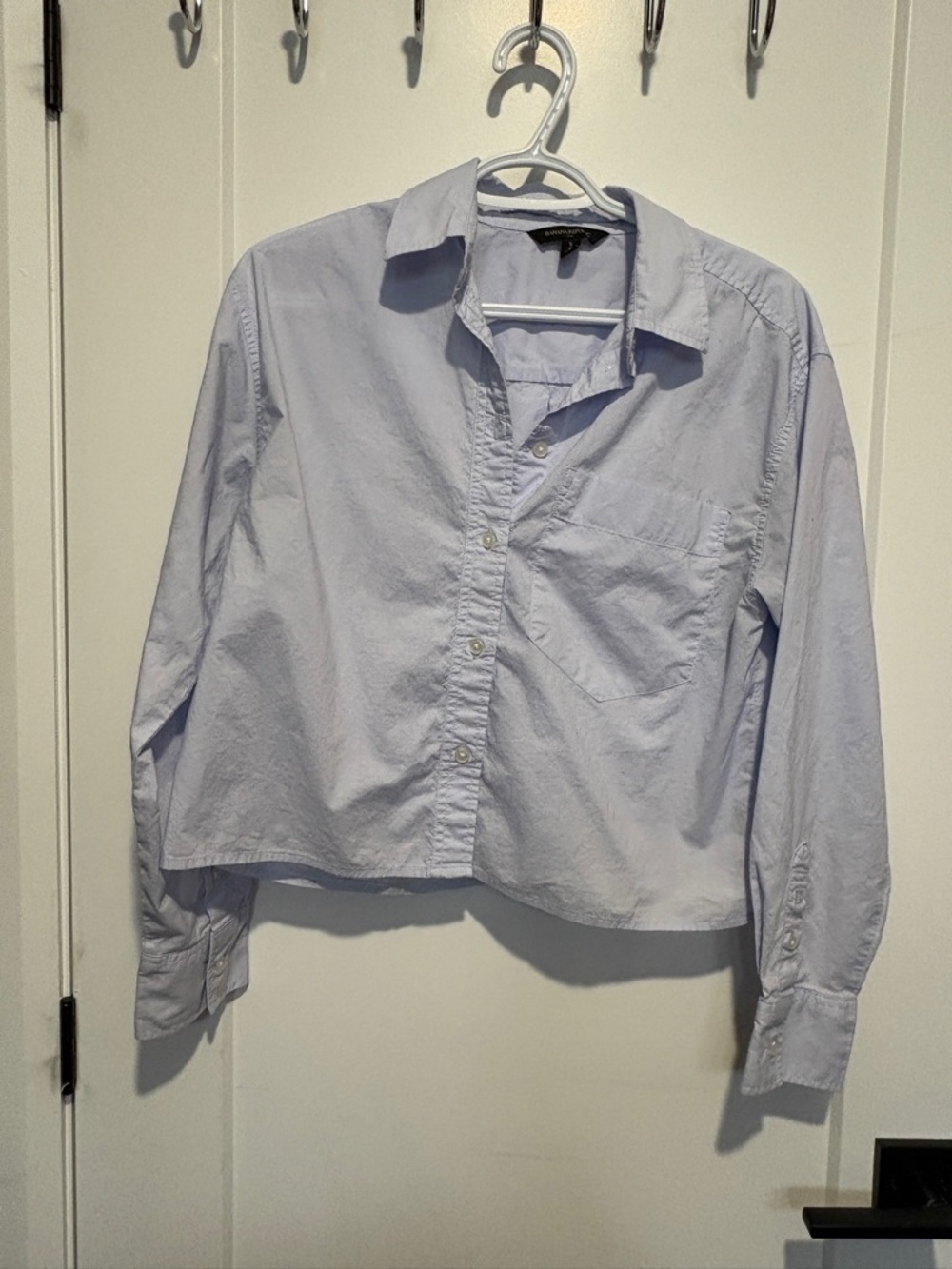 Banana Republic Light Blue Cropped Button-Down Shirt